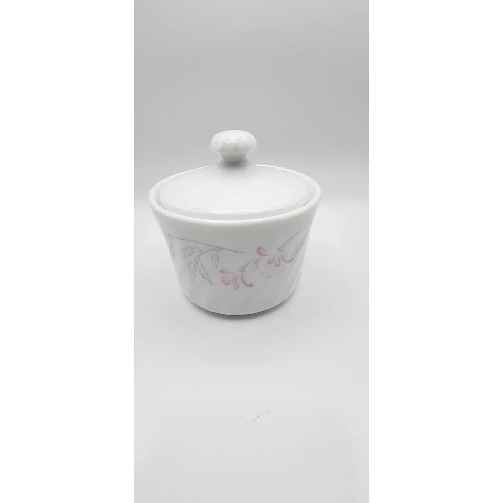 Vintage Corning Pink Trio – Gravy Boat/Creamer, Sugar Bowl w/ Lid, Salt & Pepper